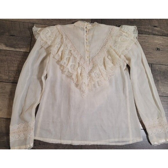 Gunne Sax Jessica’s Gunnies 1970s Vintage Victorian Style Ruffles & Lace Blouse - Picture 8 of 11